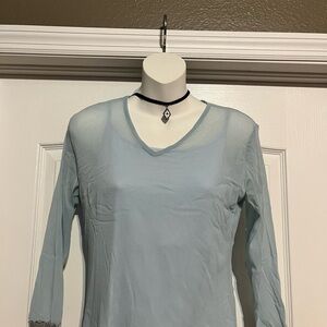TOMMY Sheer  Light Blue Women's Top L